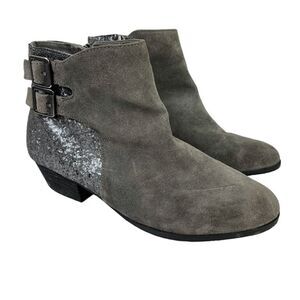 VINCE CAMUTO MADELLINE Glitter Ankle Booties Boots Shoes Real Leather Suede 9.5